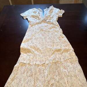 BCBGeneration Floral Swiss Dot Tiered Maxi Dress